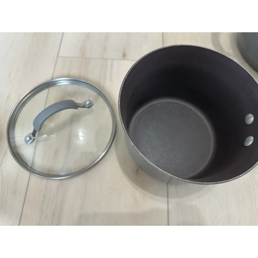 Rachael Ray Porcelain Nonstick Pot & Pan Set 2 Fry Pans & Stockpot